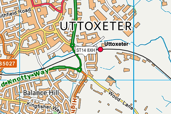 ST14 8XH map - OS VectorMap District (Ordnance Survey)