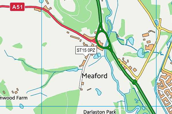 ST15 0PZ map - OS VectorMap District (Ordnance Survey) ST15 0PZ map - OS VectorMap District (Ordnance Survey)