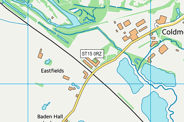 ST15 0RZ map - OS VectorMap District (Ordnance Survey) ST15 0RZ map - OS VectorMap District (Ordnance Survey)