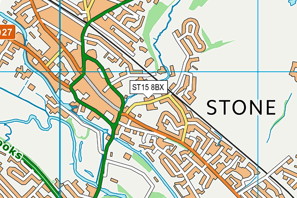 ST15 8BX map - OS VectorMap District (Ordnance Survey) ST15 8BX map - OS VectorMap District (Ordnance Survey)