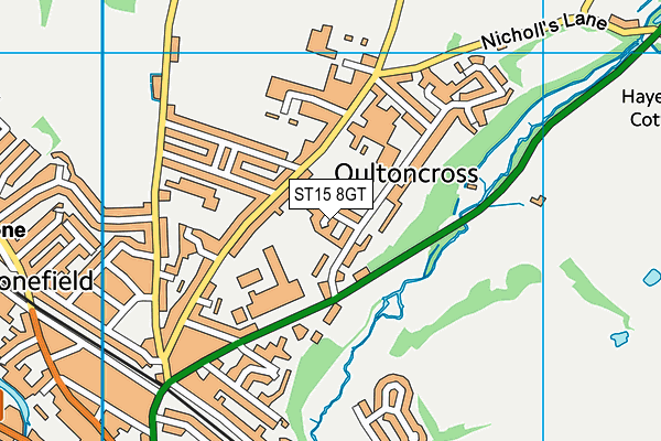 ST15 8GT map - OS VectorMap District (Ordnance Survey)