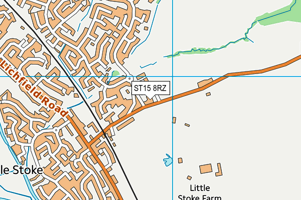 ST15 8RZ map - OS VectorMap District (Ordnance Survey) ST15 8RZ map - OS VectorMap District (Ordnance Survey)
