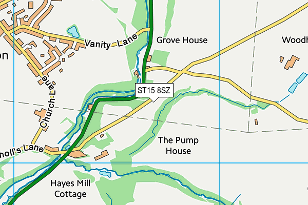ST15 8SZ map - OS VectorMap District (Ordnance Survey) ST15 8SZ map - OS VectorMap District (Ordnance Survey)