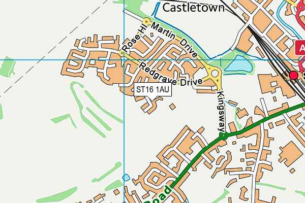 ST16 1AU map - OS VectorMap District (Ordnance Survey)