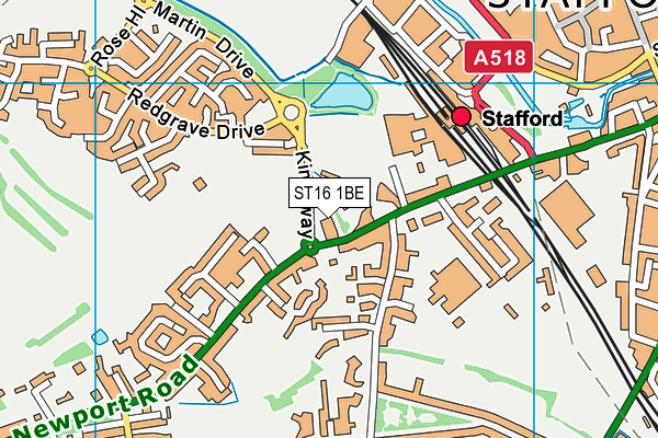ST16 1BE map - OS VectorMap District (Ordnance Survey) ST16 1BE map - OS VectorMap District (Ordnance Survey)