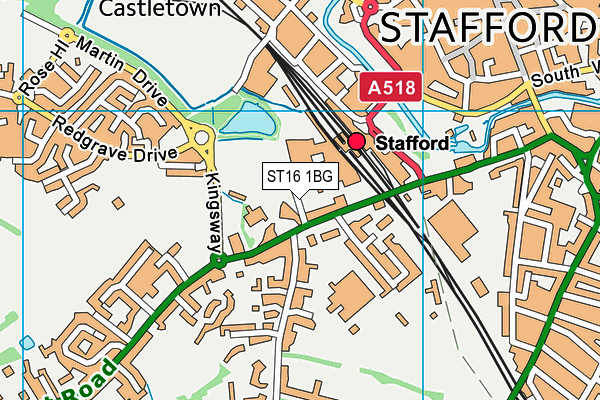 ST16 1BG map - OS VectorMap District (Ordnance Survey)