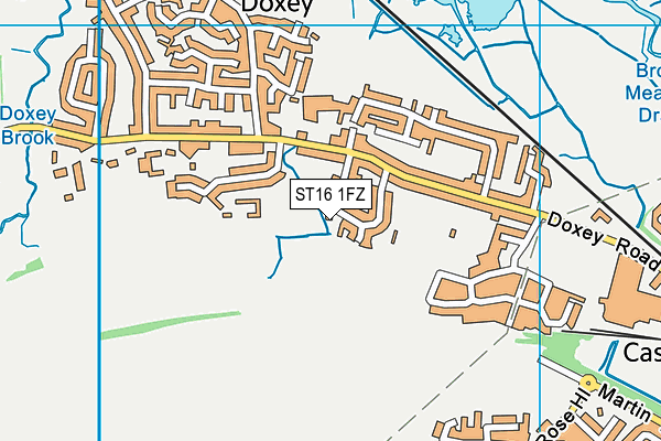 ST16 1FZ map - OS VectorMap District (Ordnance Survey) ST16 1FZ map - OS VectorMap District (Ordnance Survey)