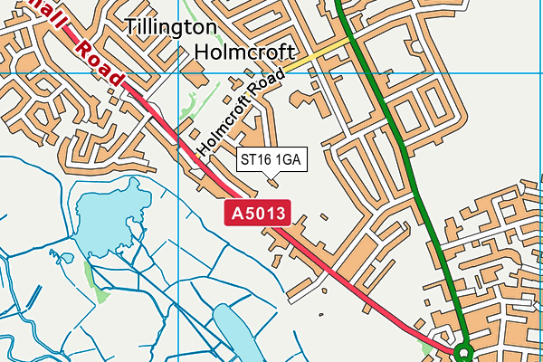 ST16 1GA map - OS VectorMap District (Ordnance Survey)