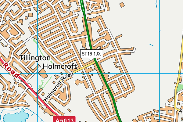 ST16 1JX map - OS VectorMap District (Ordnance Survey) ST16 1JX map - OS VectorMap District (Ordnance Survey)