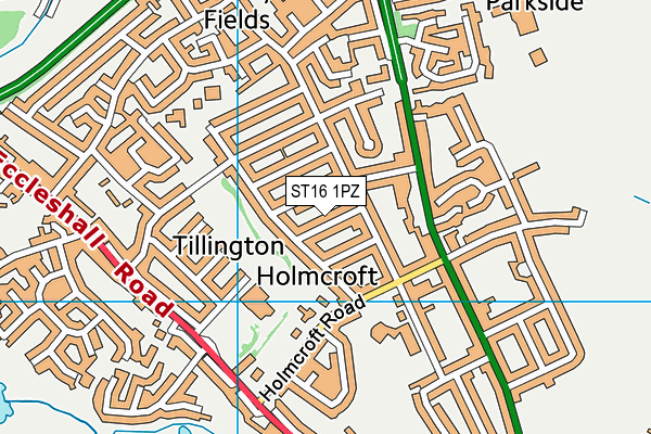 ST16 1PZ map - OS VectorMap District (Ordnance Survey) ST16 1PZ map - OS VectorMap District (Ordnance Survey)