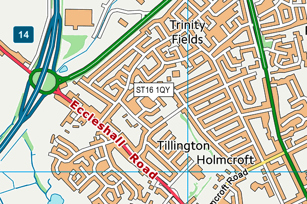 ST16 1QY map - OS VectorMap District (Ordnance Survey)