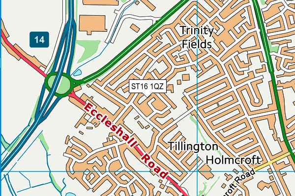 ST16 1QZ map - OS VectorMap District (Ordnance Survey)