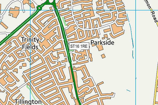 ST16 1RE map - OS VectorMap District (Ordnance Survey)