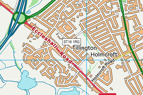 ST16 1RG map - OS VectorMap District (Ordnance Survey)