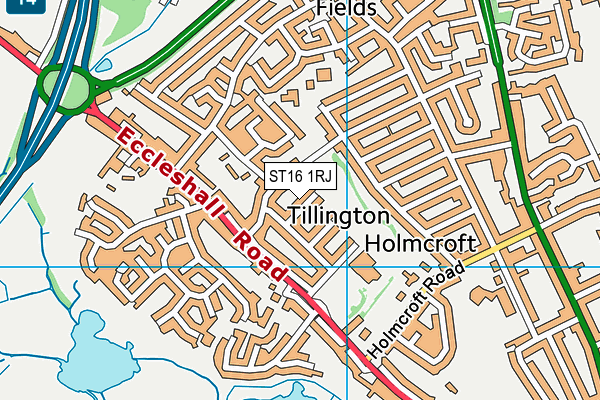 ST16 1RJ map - OS VectorMap District (Ordnance Survey) ST16 1RJ map - OS VectorMap District (Ordnance Survey)