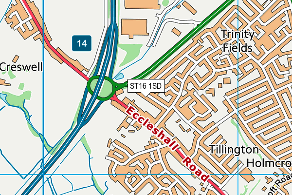 ST16 1SD map - OS VectorMap District (Ordnance Survey)