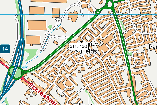ST16 1SQ map - OS VectorMap District (Ordnance Survey) ST16 1SQ map - OS VectorMap District (Ordnance Survey)