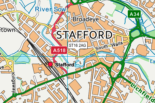 ST16 2AG map - OS VectorMap District (Ordnance Survey) ST16 2AG map - OS VectorMap District (Ordnance Survey)