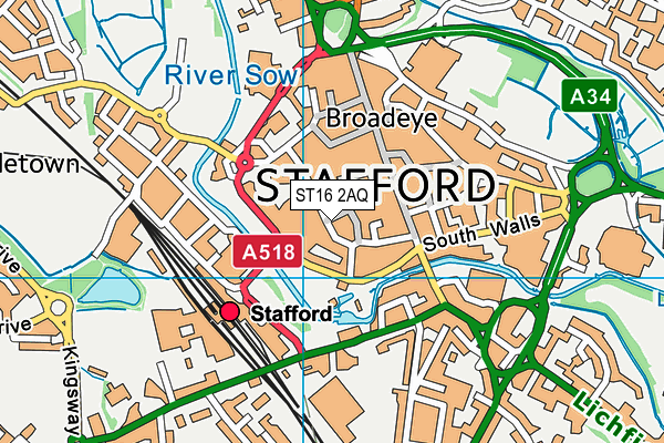 ST16 2AQ map - OS VectorMap District (Ordnance Survey) ST16 2AQ map - OS VectorMap District (Ordnance Survey)