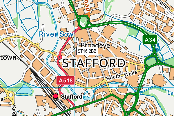 ST16 2BB map - OS VectorMap District (Ordnance Survey)