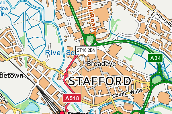 ST16 2BN map - OS VectorMap District (Ordnance Survey) ST16 2BN map - OS VectorMap District (Ordnance Survey)