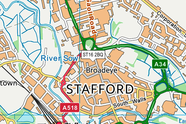 ST16 2BQ map - OS VectorMap District (Ordnance Survey)