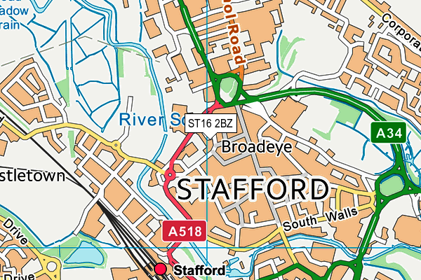 ST16 2BZ map - OS VectorMap District (Ordnance Survey) ST16 2BZ map - OS VectorMap District (Ordnance Survey)