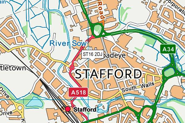 ST16 2DJ map - OS VectorMap District (Ordnance Survey) ST16 2DJ map - OS VectorMap District (Ordnance Survey)