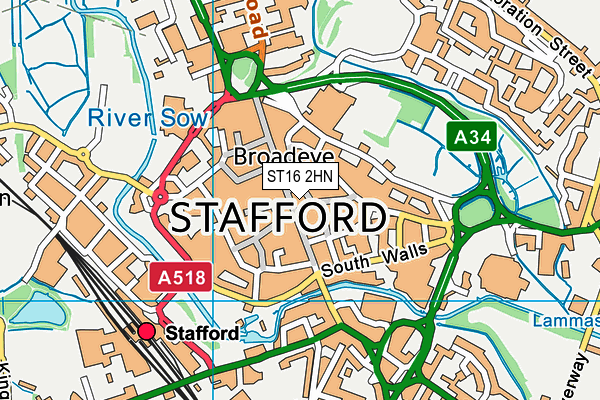 ST16 2HN map - OS VectorMap District (Ordnance Survey)