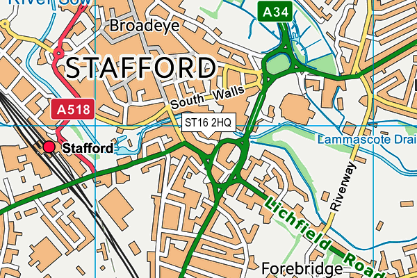 ST16 2HQ map - OS VectorMap District (Ordnance Survey) ST16 2HQ map - OS VectorMap District (Ordnance Survey)