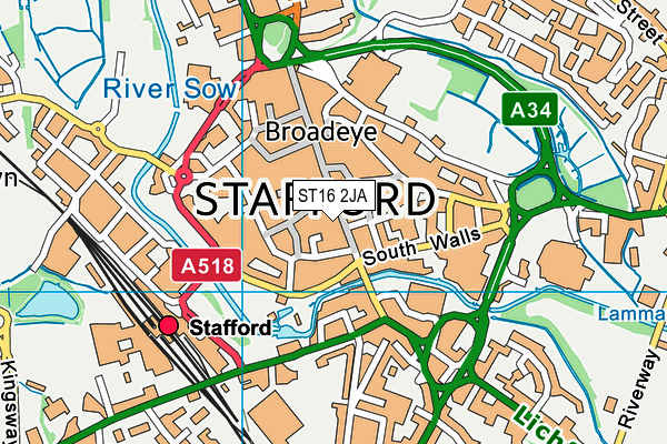 ST16 2JA map - OS VectorMap District (Ordnance Survey) ST16 2JA map - OS VectorMap District (Ordnance Survey)