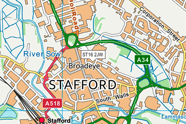 ST16 2JW map - OS VectorMap District (Ordnance Survey)