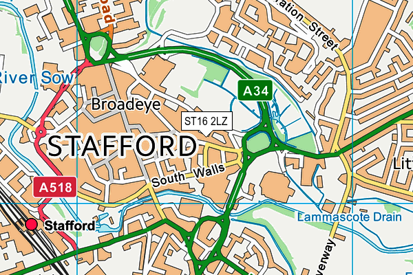 ST16 2LZ map - OS VectorMap District (Ordnance Survey)