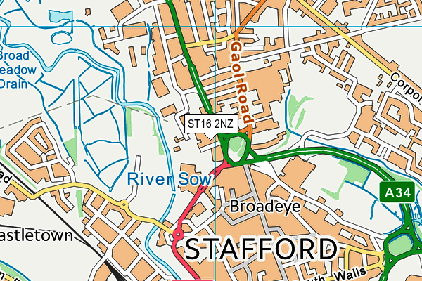 ST16 2NZ map - OS VectorMap District (Ordnance Survey) ST16 2NZ map - OS VectorMap District (Ordnance Survey)