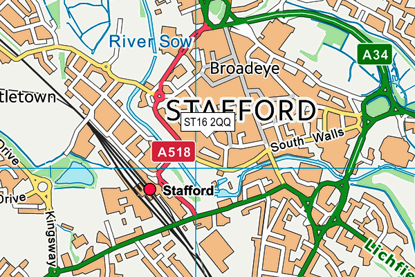 ST16 2QQ map - OS VectorMap District (Ordnance Survey) ST16 2QQ map - OS VectorMap District (Ordnance Survey)