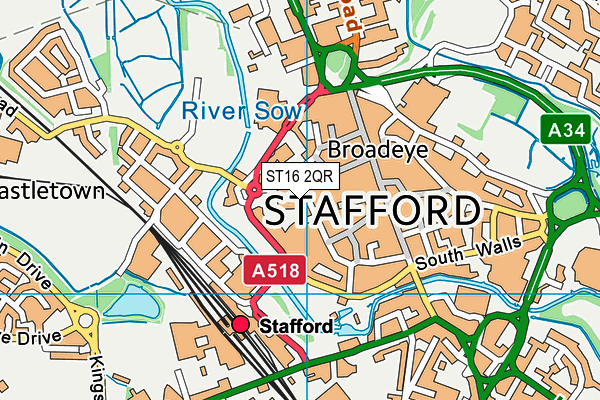ST16 2QR map - OS VectorMap District (Ordnance Survey)