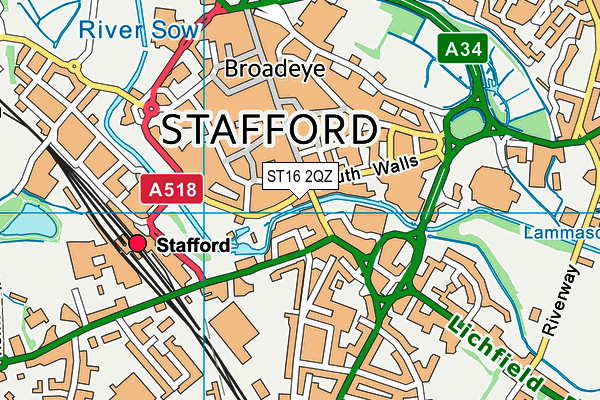 ST16 2QZ map - OS VectorMap District (Ordnance Survey)