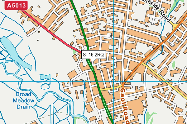 ST16 2RQ map - OS VectorMap District (Ordnance Survey) ST16 2RQ map - OS VectorMap District (Ordnance Survey)