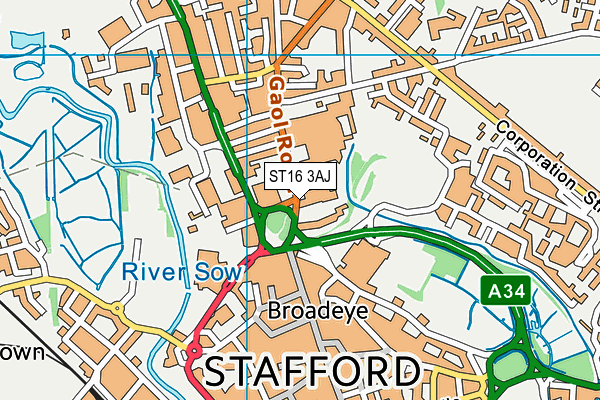 ST16 3AJ map - OS VectorMap District (Ordnance Survey) ST16 3AJ map - OS VectorMap District (Ordnance Survey)