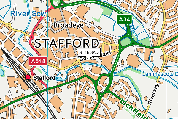 ST16 3AQ map - OS VectorMap District (Ordnance Survey) ST16 3AQ map - OS VectorMap District (Ordnance Survey)