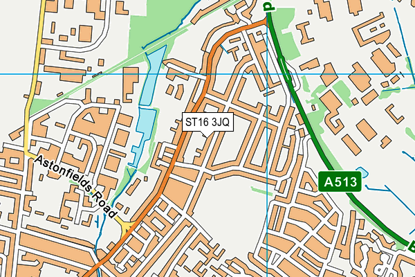 ST16 3JQ map - OS VectorMap District (Ordnance Survey) ST16 3JQ map - OS VectorMap District (Ordnance Survey)