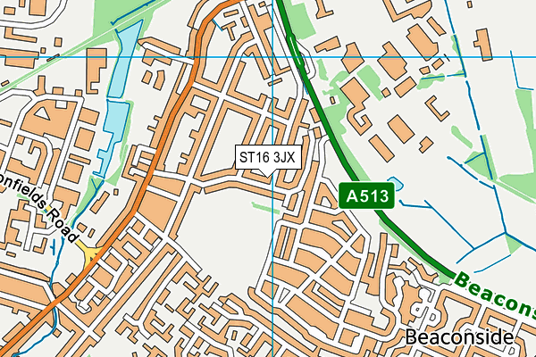 ST16 3JX map - OS VectorMap District (Ordnance Survey) ST16 3JX map - OS VectorMap District (Ordnance Survey)