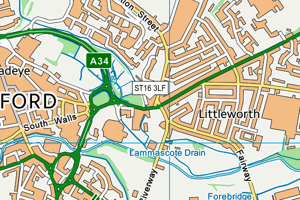 ST16 3LF map - OS VectorMap District (Ordnance Survey) ST16 3LF map - OS VectorMap District (Ordnance Survey)