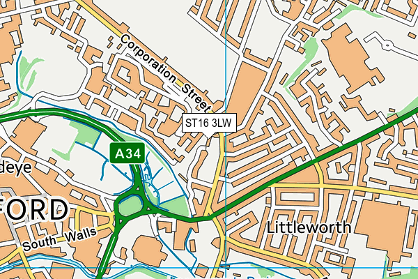 ST16 3LW map - OS VectorMap District (Ordnance Survey) ST16 3LW map - OS VectorMap District (Ordnance Survey)