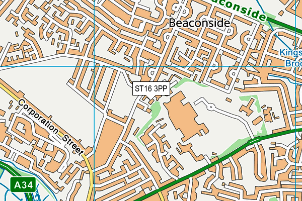ST16 3PP map - OS VectorMap District (Ordnance Survey) ST16 3PP map - OS VectorMap District (Ordnance Survey)