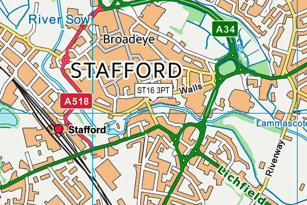 ST16 3PT map - OS VectorMap District (Ordnance Survey) ST16 3PT map - OS VectorMap District (Ordnance Survey)