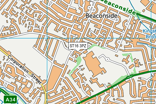 ST16 3PZ map - OS VectorMap District (Ordnance Survey) ST16 3PZ map - OS VectorMap District (Ordnance Survey)