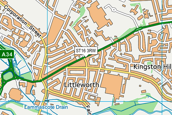 ST16 3RW map - OS VectorMap District (Ordnance Survey) ST16 3RW map - OS VectorMap District (Ordnance Survey)