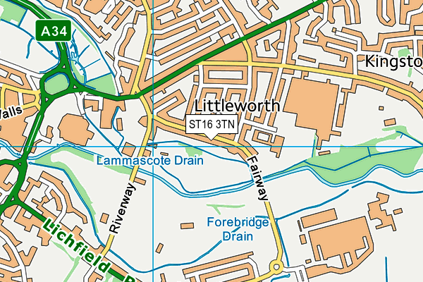 ST16 3TN map - OS VectorMap District (Ordnance Survey)