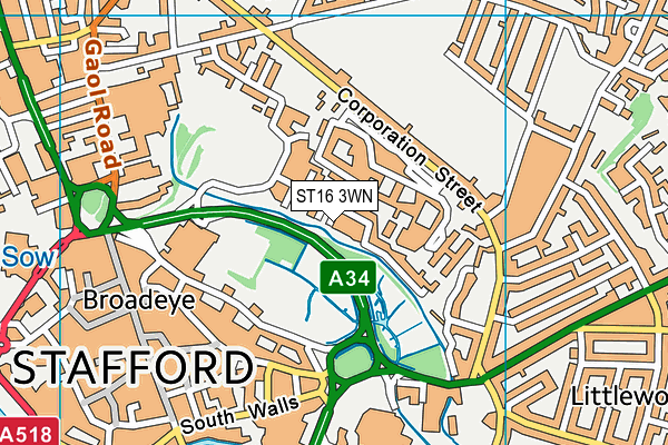 ST16 3WN map - OS VectorMap District (Ordnance Survey)